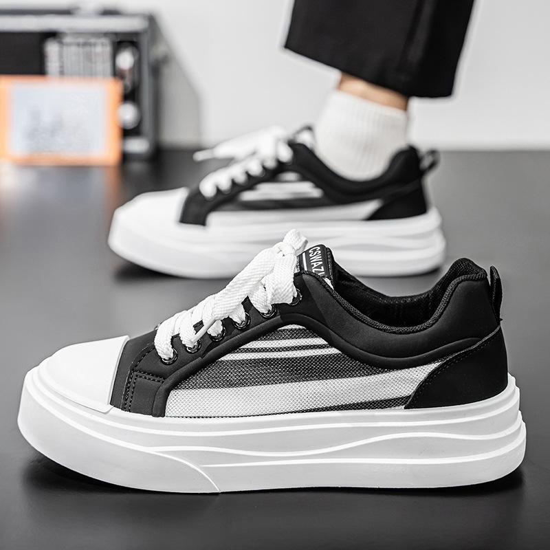 Trendy značkové pánské boty léto nové lehké prodyšné sportovní ležérní boty všestranné šněrovací barevně sladěné ležérní plátěnky