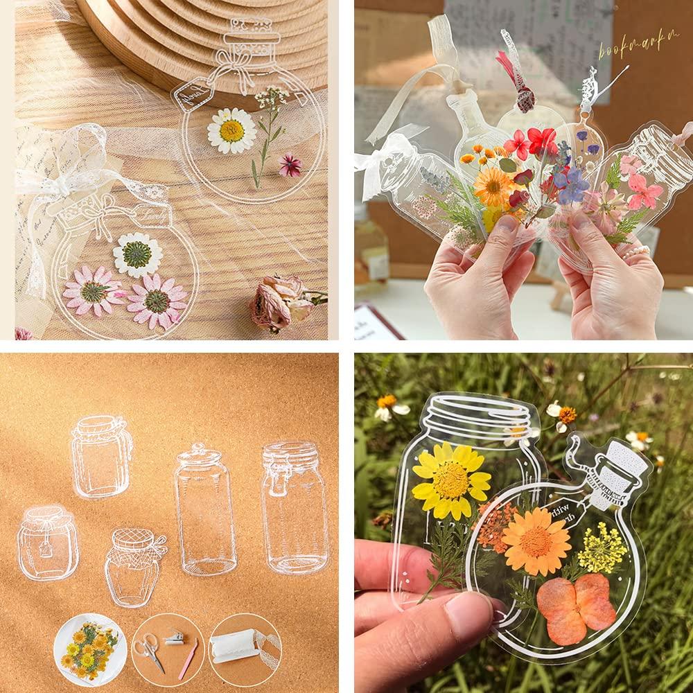 Transparent DIY Bookmarks,Dried Flower Bookmarks,Flower Bookmarks Maker, Handmade DIY Transparent Beautiful Flower Page Gift