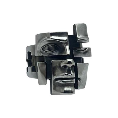 Bague d'Art Masque en Alliage de Zinc Faite à la Main Bague de Doigt Tendance à Ouverture Réglable Bijou Unique Cadeau Pour Femmes Hommes