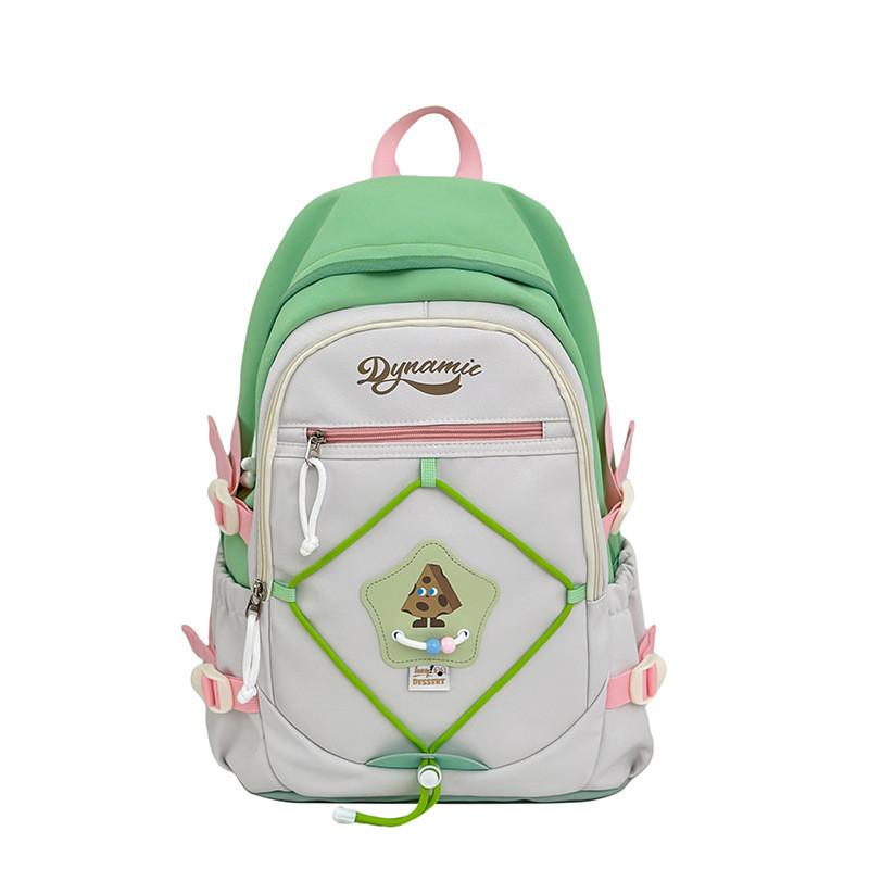 Student Backpack Style Nylon School Bag With Breathable Straps For College And High School Use зелёный