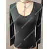 Women Ribbed Slim Long Sleeve Top, Sexy V Neck Long Length Casual T-shirt