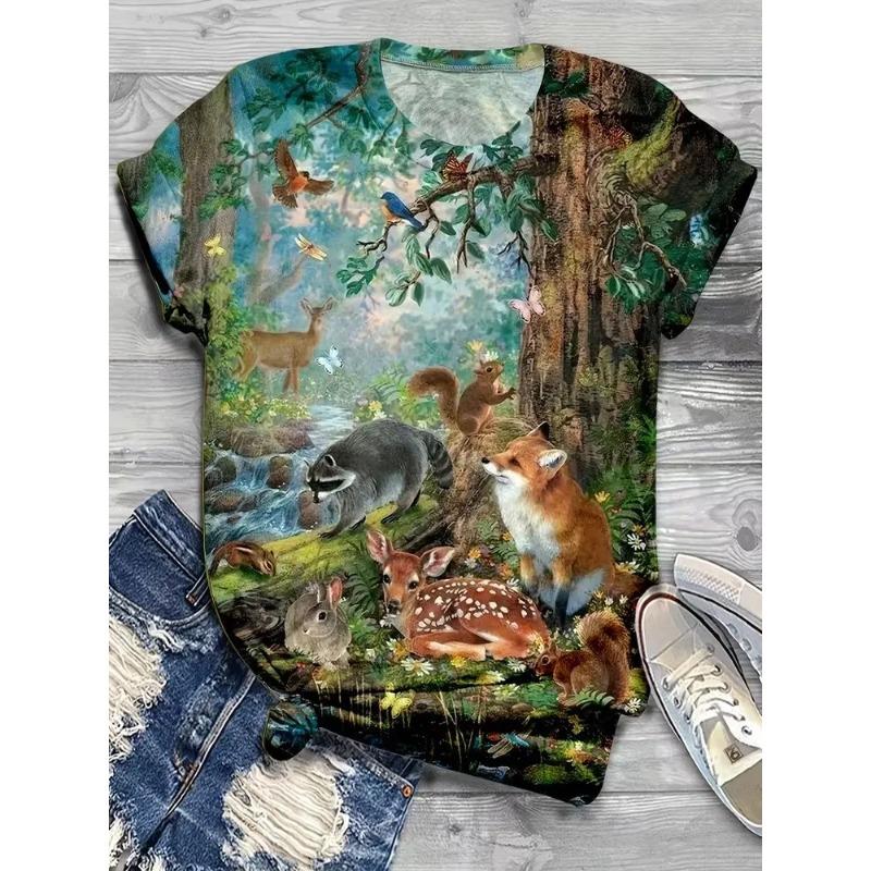 3D Printed Fashion Women's T-shirt Summer Breathable Casual Versatile