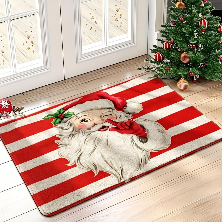 Poinsettia Wooden Board Door Mat Villa Front Entry Patio Sliding Door Backyard Merry Christmas Household Decorative Floor Mat