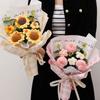 Sunflower Crochet Flower Bouquet Woven Preserved Flower Quality Knitted Flower  Graduation Gifts