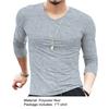 Langärmeliges Slim-Fit Herren-T-Shirt Schrumpffest Einfarbig V-Ausschnitt Unterhemd Pullover-Top