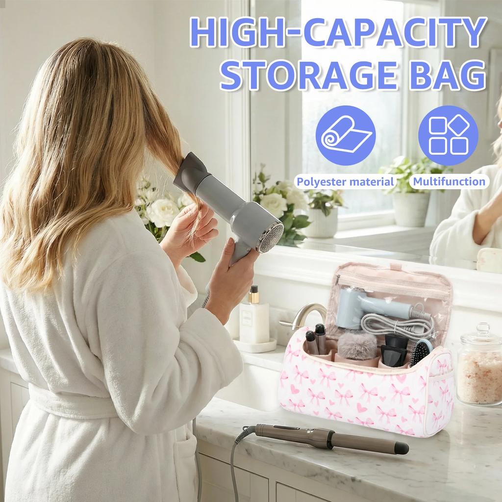 Portable Hair Dryer Storage Bag Dustproof Travel Case Multi-Pocket Dustproof Curling iron Organizer Pouch