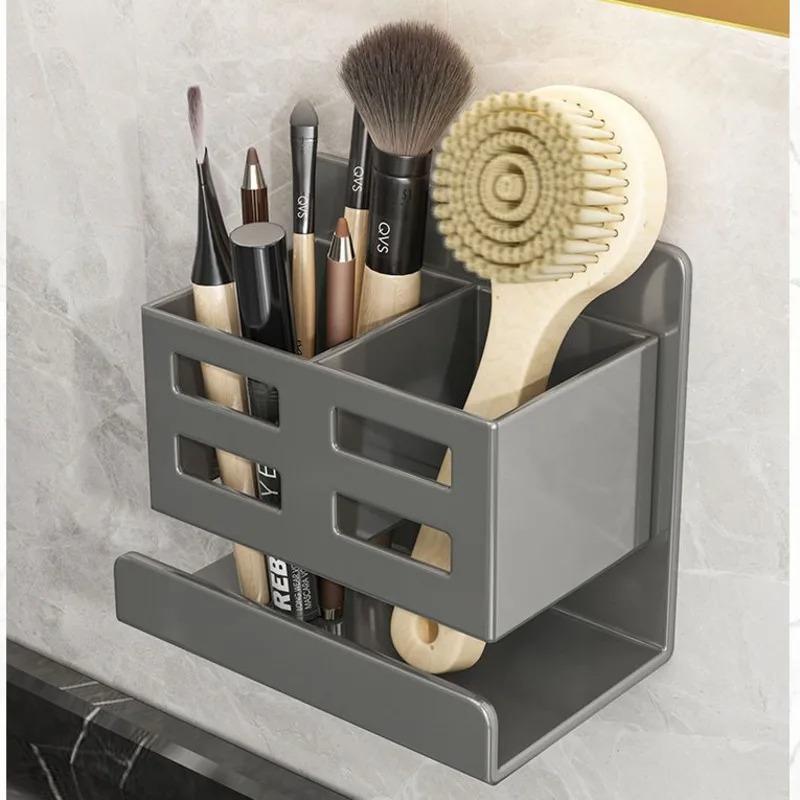 Wall Mounted Toothbrush Holder Cosmetic Storage Box For Comb Razor Punch-Free Bathroom Space Saving Accessories