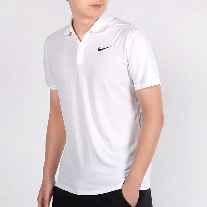 Nike Polo Shirts Men's White Polo Collar Moderate Straight Fit BV0359-100
