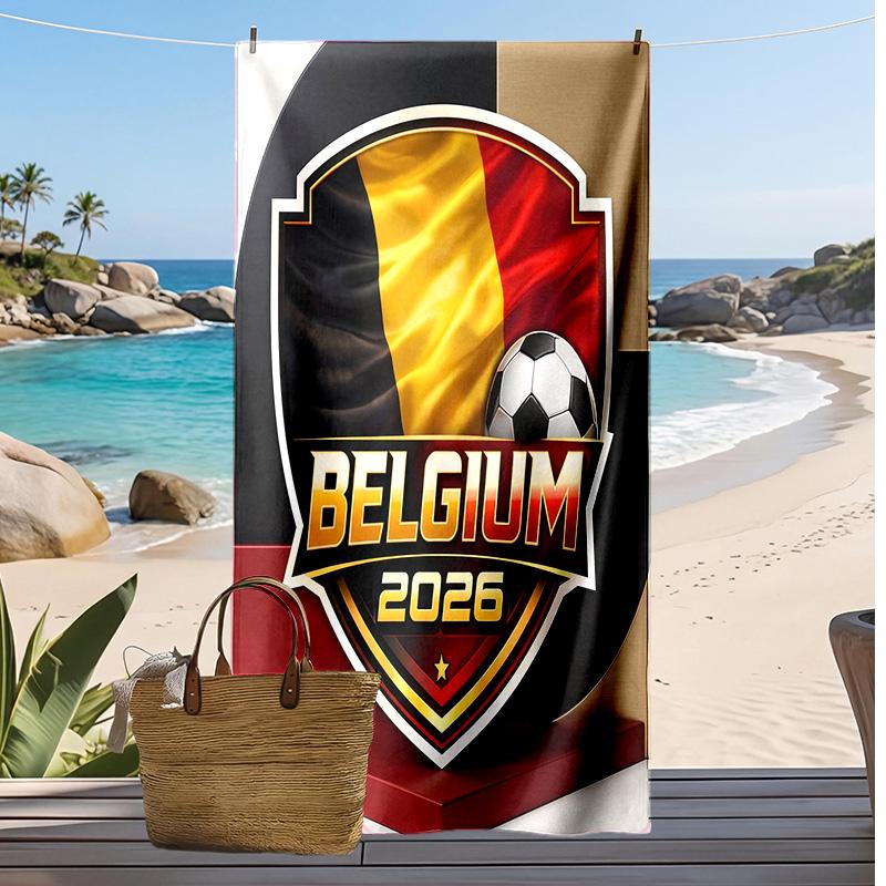 Belgien Fußball Druck Strandtuch Schnelltrocknend Super Saugfähig Weich Badetuch zum Schwimmen Strand Reisen Fan Souvenir Geschenk