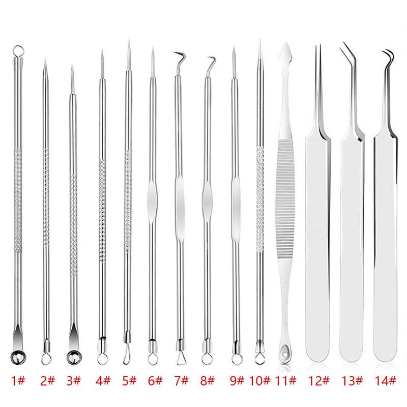 Stainless Steel Double-Ended Pimple Tweezer & Blackhead Remover Tool Set