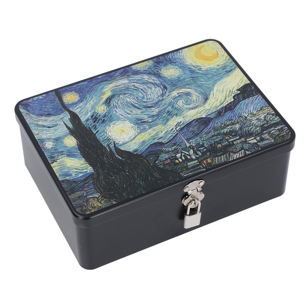 Lockable Storage Box with Lid Multifunctional Organizer Vintage Metal Container for Makeup Jewelry Coin Crafts