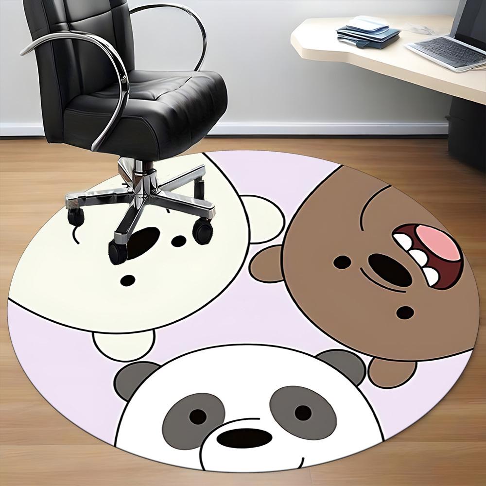 1pc We Bare Bears Office Round Area Rug, Under Office Chairs Bedroom Living Room Home Decor, Room Deco, Available In Various Sizes