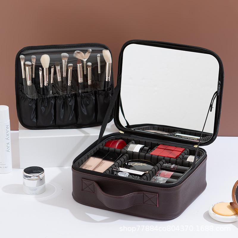 Waterdichte Draagbare Reis Make-up Tas - Grote Capaciteit met Spiegel