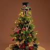 Black Fabric Christmas Tree Toppers With Elegant Bowknot Hat Decoration For Holiday Home Office Decoration