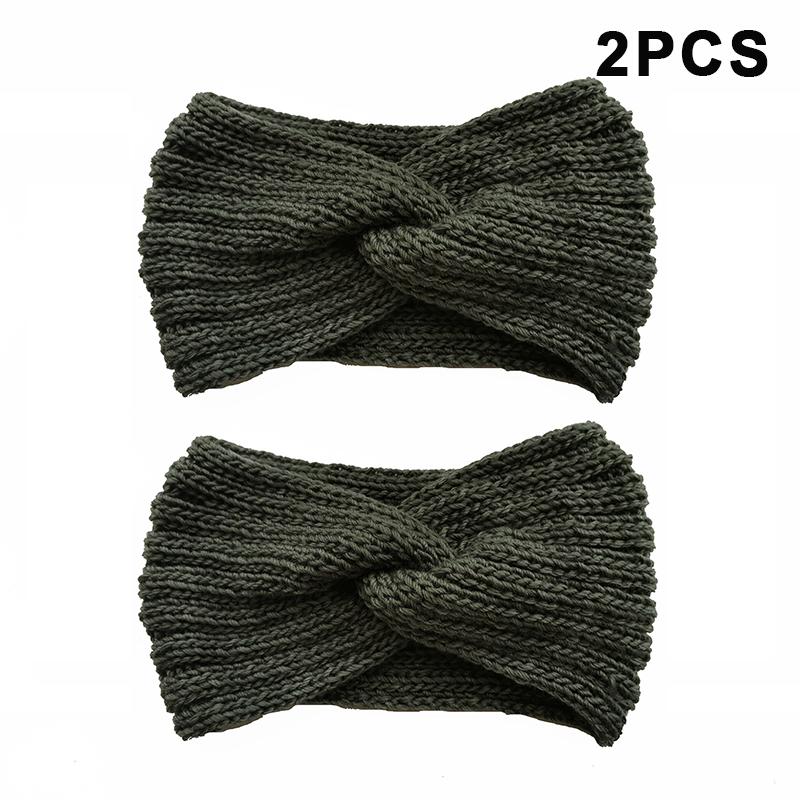 2Pcs Women'S Winter Warm Headbands - Thick Knit Ear Strap Hair Accessories Winter Headbands Cold Weather Gear Stylish Headwear
