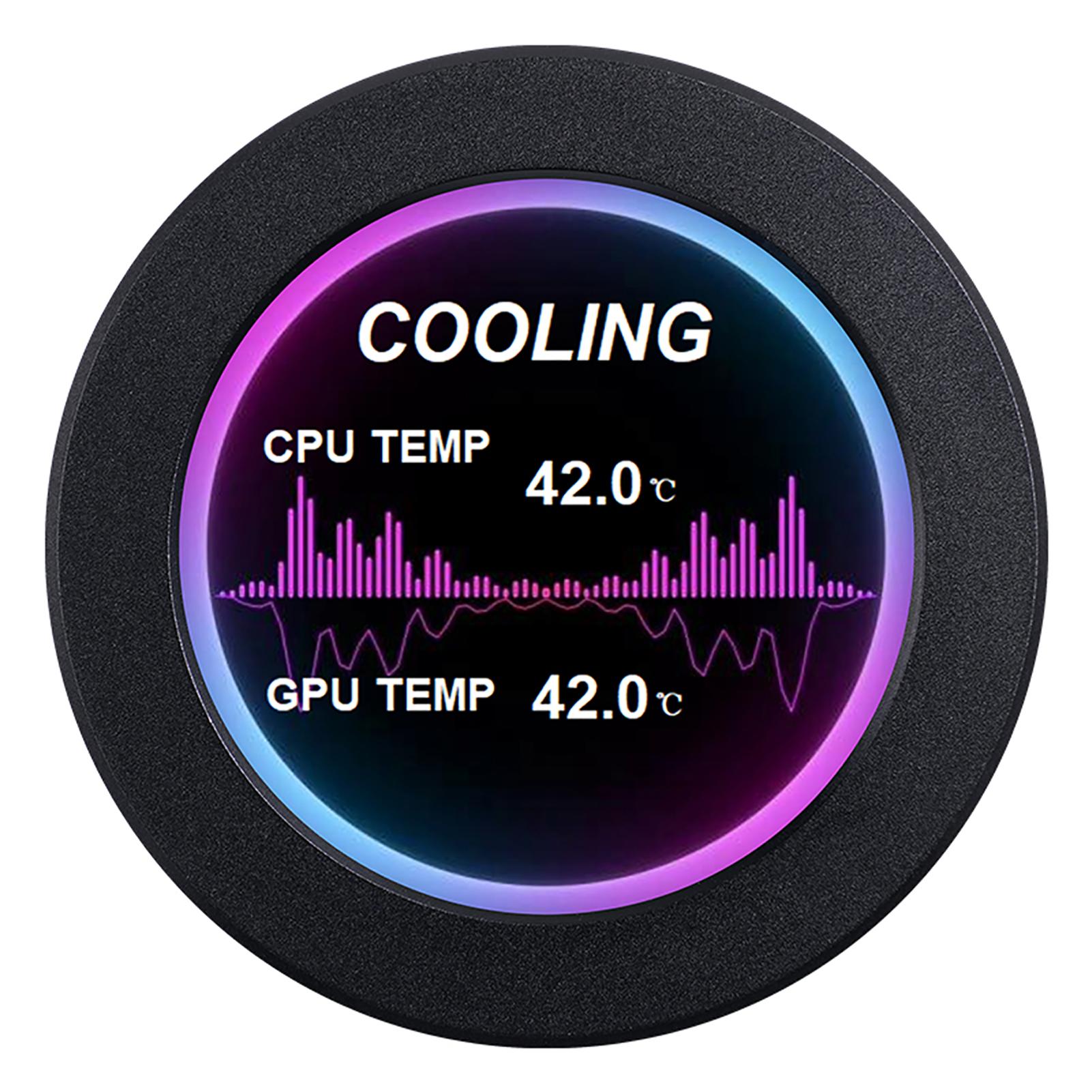 

Portable 2.1in IPS Water Cooled Secondary Screen Comapct Round LCD Display Computers Host CPU GPU Temperature чёрный