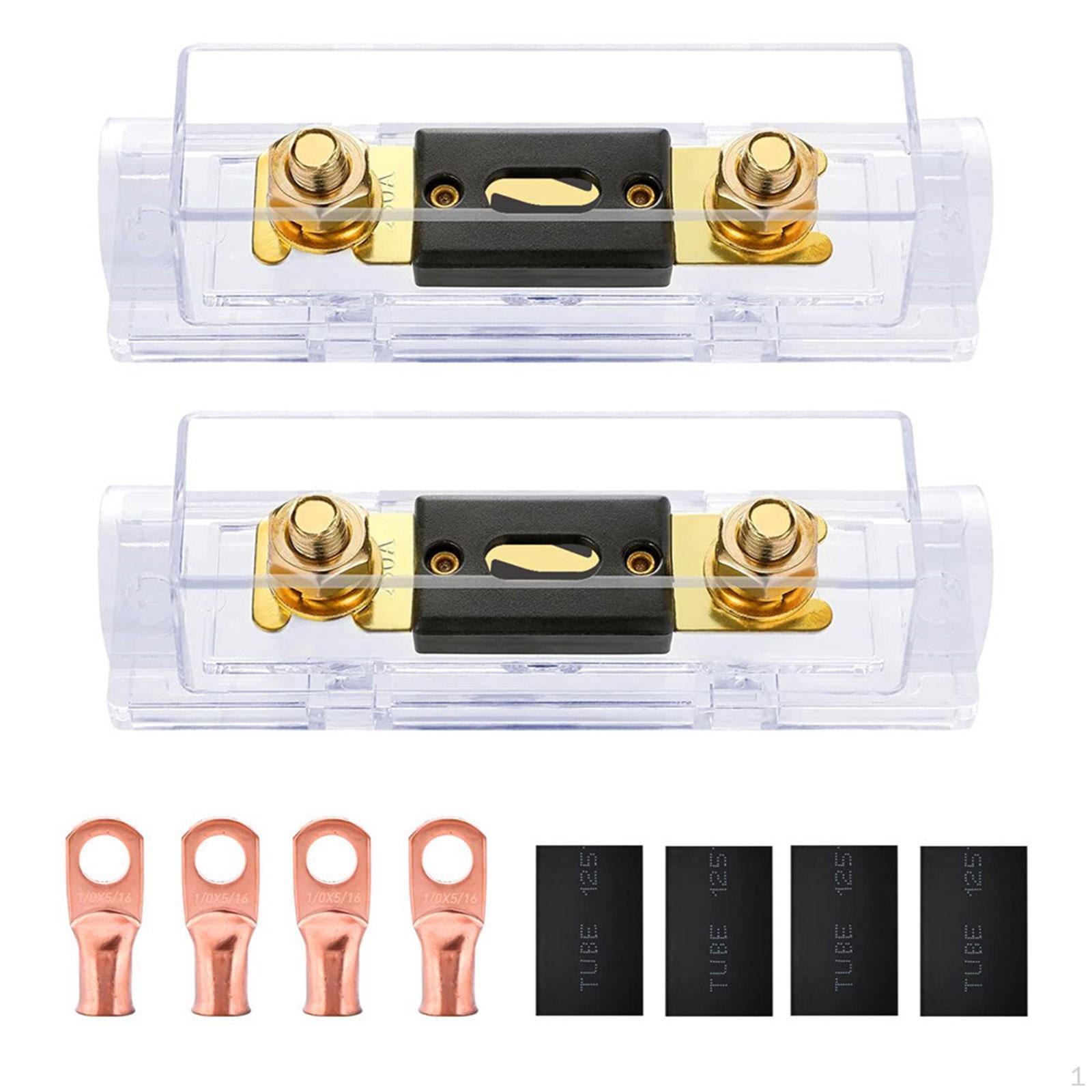 2 Pieces Anl Fuse with Fuses Holders and Copper Rings Terminal, Heat Shrinkable Tube Clear Cover 120A