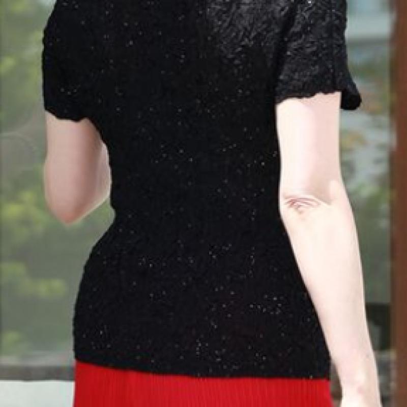 Shiz Madam Top For Mom Shine Pearl Pleats 50s T57108