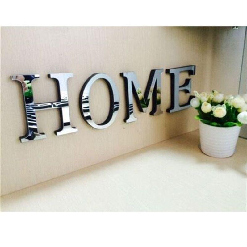 Chic 4 Letters Love Home Furniture Mirror Tiles Self-adhesive Wall Sticker Decor