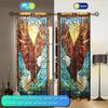 2pcs Powerful Eagle Glass Window Printed Curtain for Home Decor - Rod Pocket Window Treatment for Bedroom   Office   Kitchen