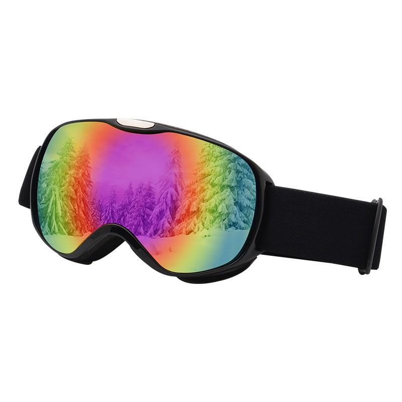 Kids Ski Goggles Double-Layer Anti-Fog Windproof Snow Sports Eyewear Children Ages 3-12 Black