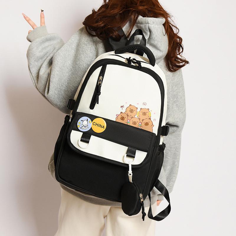 Capybara Backpack Cartoon With Breathable Nylon Material For Kids School