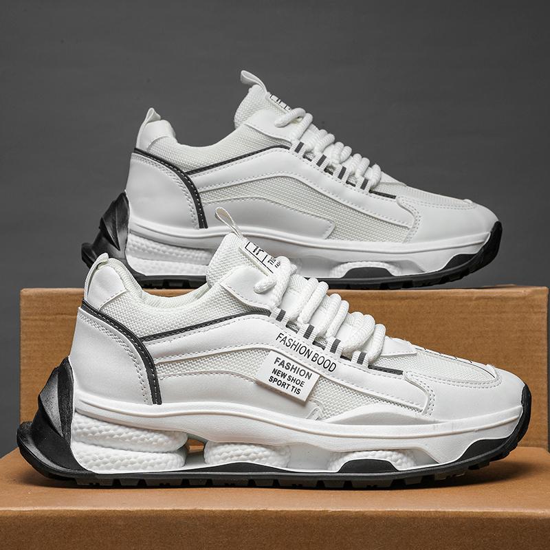 Robustní Pánské Tenisky Designové Běžecké Boty Módní Ležérní Mikrovláknová Kůže Síťovina Prodyšné Zvýšená Výška Plochá Platforma