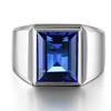 Handgefertigter Herrenring S925 Silber Großer 8ct Blauer AAAAA Zirkonia Cz Statement Ehering Ringe für Männer Finger Party Schmuck