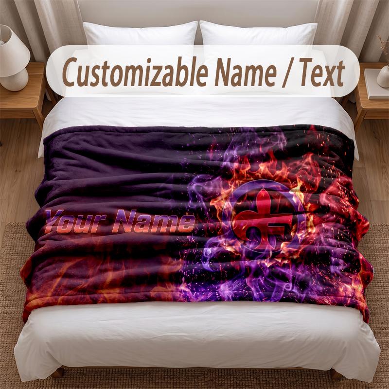 Fiorentina FC Printed Flannel Blanket Custom Name Text Soft Warm Throw For Bedroom Holiday Gift