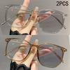 1/2/3PCS Photosensitive Color-changing Nearsighted Glasses Retro Polygonal Anti-blue Light