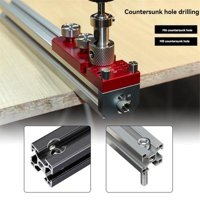 Aluminum Profile Drill Guide Access Hole Drill Jig with M6/M8 Step Drill Bits for 20 30 40 Series Extrusion Profile