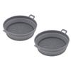 2 Pcs Silicone Air Cooker Pot With Handle Round Fryer Liner Tray Replacement for Kitchen Cooking Accessories 21cm Grey