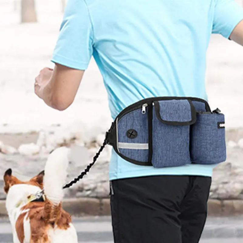 Outdoor Sports Dog Walking Waist Bag with Traction Rope Multifunctional Running Fitness Training Hands Free Pet Jogging Bag