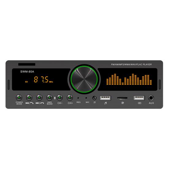 Swm-80A Handsfree Dual Usb Car Mp3 Player Powerful Fm Radio Bluetooth-Compatible Aux Tf Card U Disk