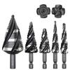 Four Spiral Flute Step Drill Bit Spiral Groove Wood Metal Hole Opener Punch Holes Drill Bit