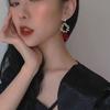 Asymmetric For Girls Pearl Women Stud Earrings Drop Earrings Korean Dangle Earrings Red Rose Flower