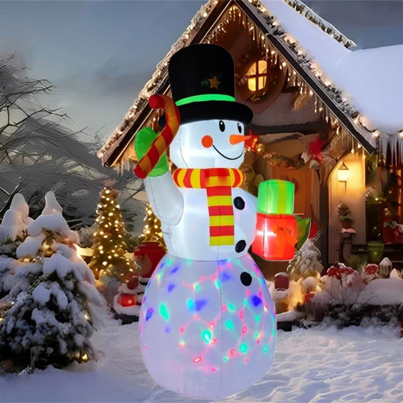 Inflatable Toy Cane Gift Snowman Christmas Inflatable Model Luminous Inflatable Model Christmas Atmosphere Decoration Model