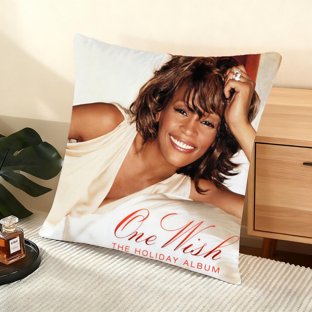 Cushion Cover Silky Short Plush Home Sofa Cushion Cover - Invisible Zipper Home Decoration Whitney Houston Album