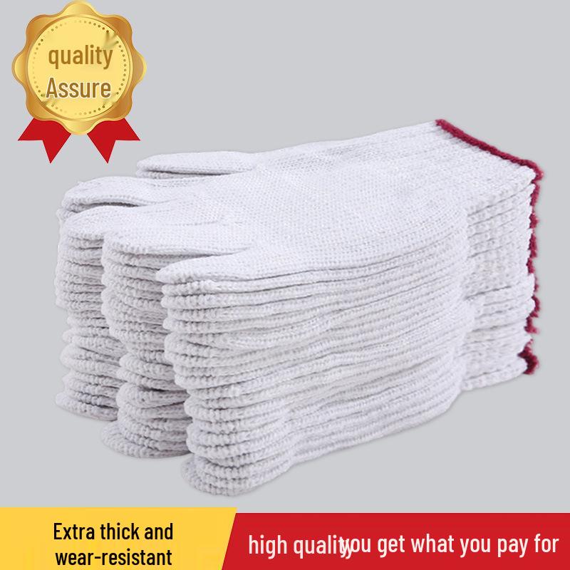 Durable Cotton and Nylon Construction Work Gloves - Wear-Resistant and Protective