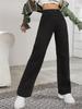 Black Washed Elastic Straight-Leg Women's Jeans