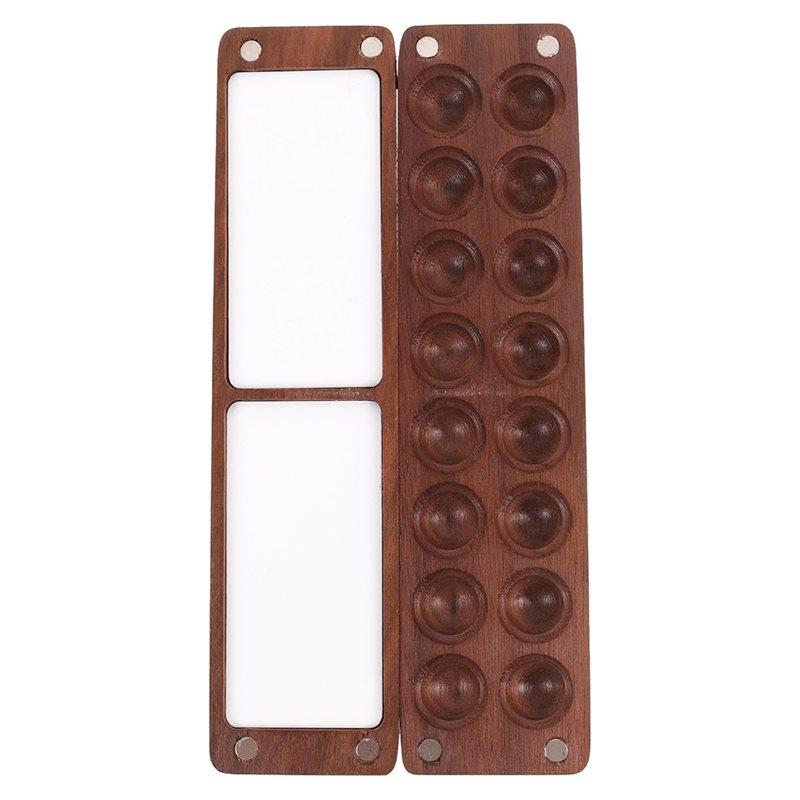 

ABUL-For Acrylics And Gouache Compatible Wooden Watercolor Palette Box With Lid Pigment Case Airtight Travel Paint Mixing Tray