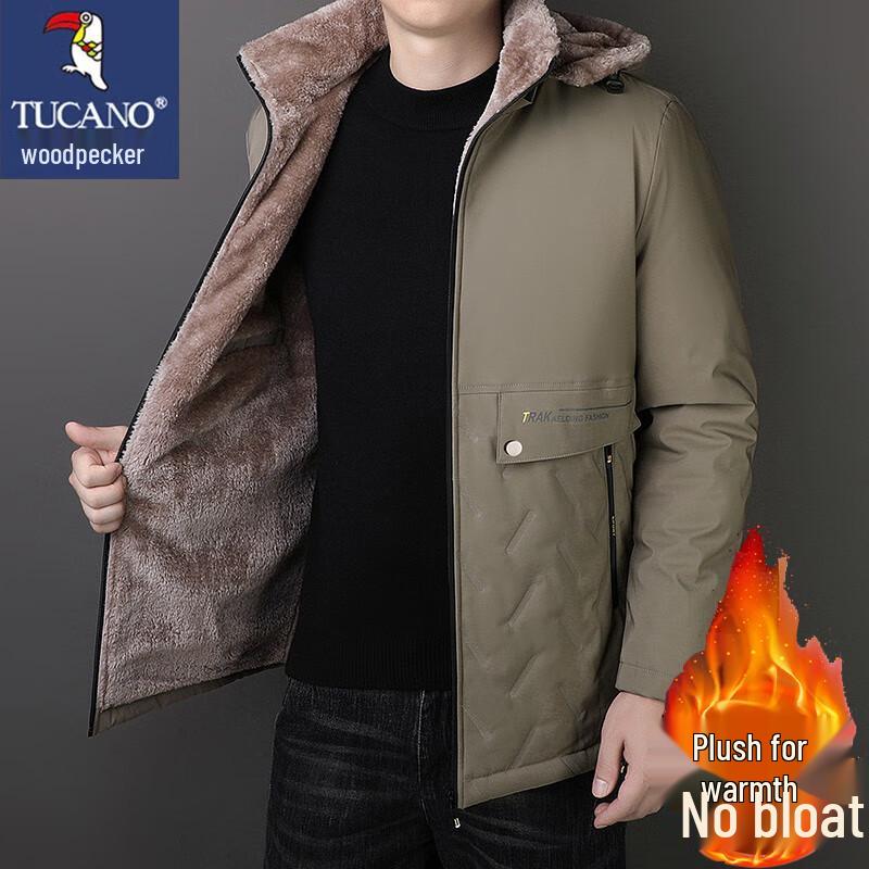 TUCANO Men's Plus Size Hooded Fleece Lined Winter Coat