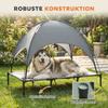 Elevated Dog Bed with Canopy, Outdoor Pet Lounger, Taffeta Fabric, Grey, 122 x 92 x 108 cm