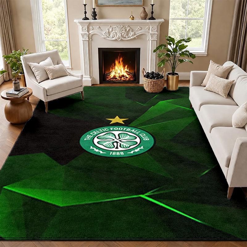 Celtic Football Club Teppich Fußmatte für Wohnzimmer oder Schlafzimmer Schutzmatte unter dem Stuhl Bürodeko Weihnachtsgeschenk Geburtstagsgeschenk