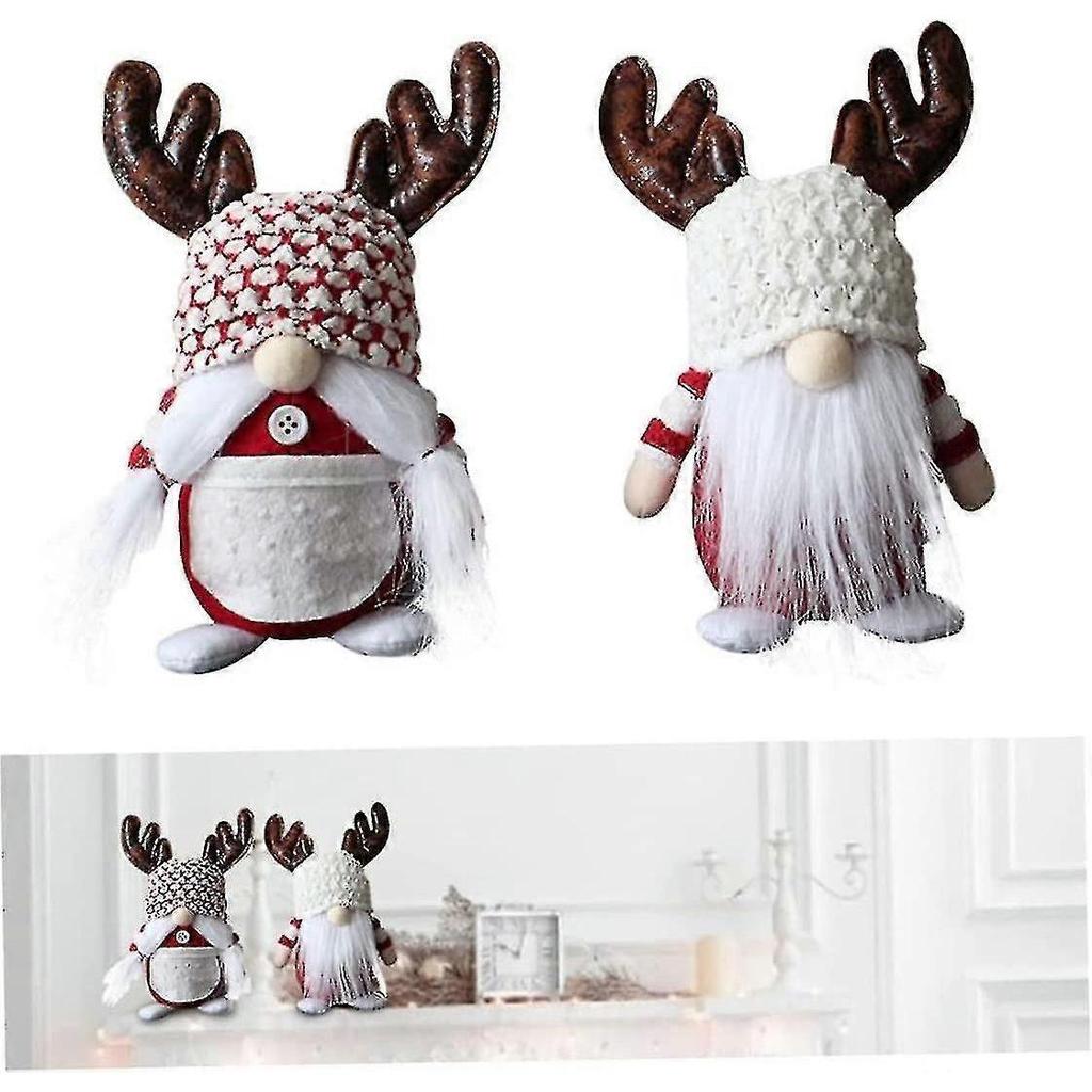 Christmas Decoration Christmas Gnomes Decoration Plush Antler Santa Elf Dwarf Doll Xmas Tabletop Orn