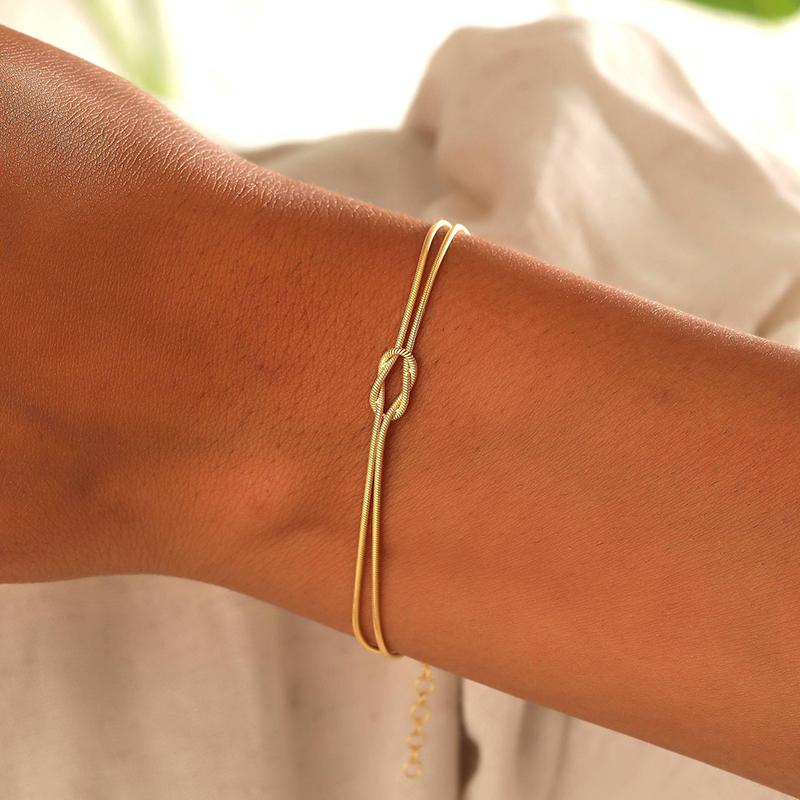 Knoten Schlangenkette Armband aus Edelstahl für Paare Handgefertigtes Knotenarmband Gold Silber Farbe Valentinstags Schmuckgeschenke