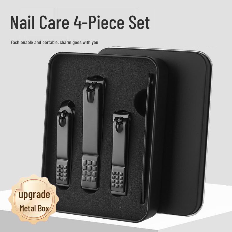 Splash-Proof Metal Nail Clipper Manicure Set - 4 Pieces