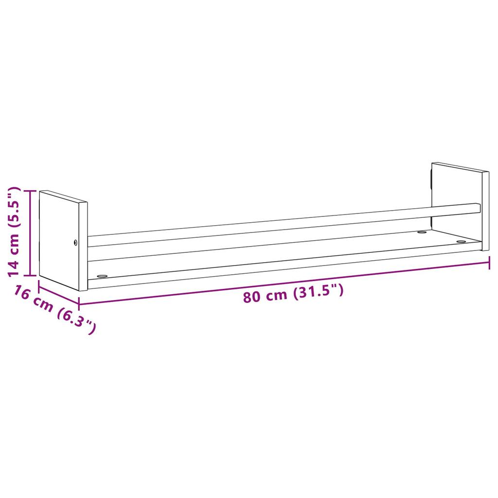 Corner Bookshelf Wall Shelf Set of 2, Book Floating Shelf, Bookshelf, Bedroom Plant Shelf, Living Room, Bathroom, Upright Shelf, 80x16x14 Cm
