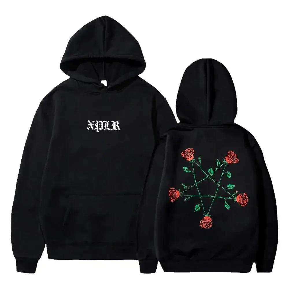 Podzimní a zimní XPLR Sam a Colby pěticípá hvězda růže mikina Párový merch Street pánská a dámská mikina s kapucí