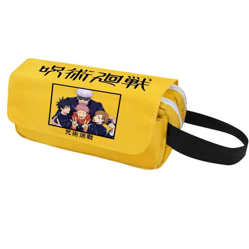 Anime Jujutsu Kaisen Pencil Case Double Zipper Large Capacity Canvas Stationery Organizer Students